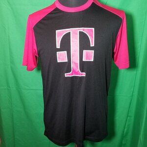 T-Mobile Mens Medium Short Sleeve Graphic Print Black Pink Work Uniform Dri Fit
